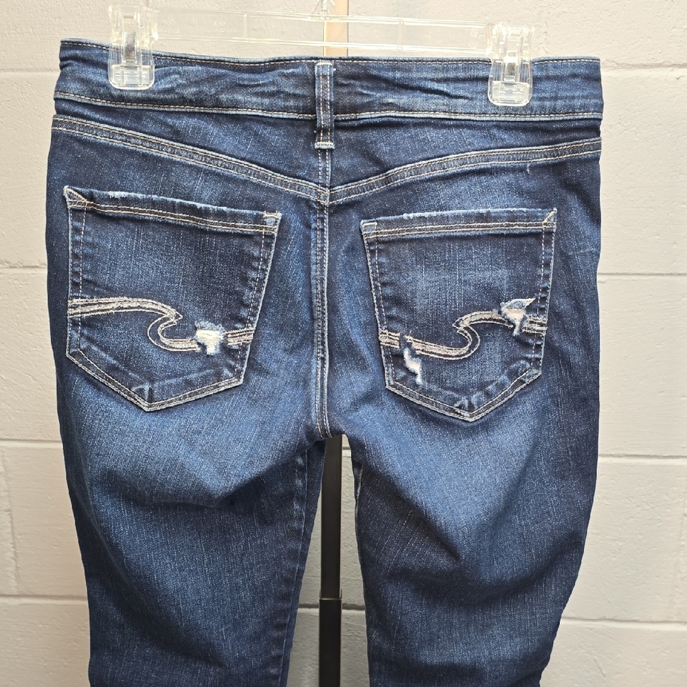 Women's Distressed Silver Blue Jeans - Picture 7 of 12